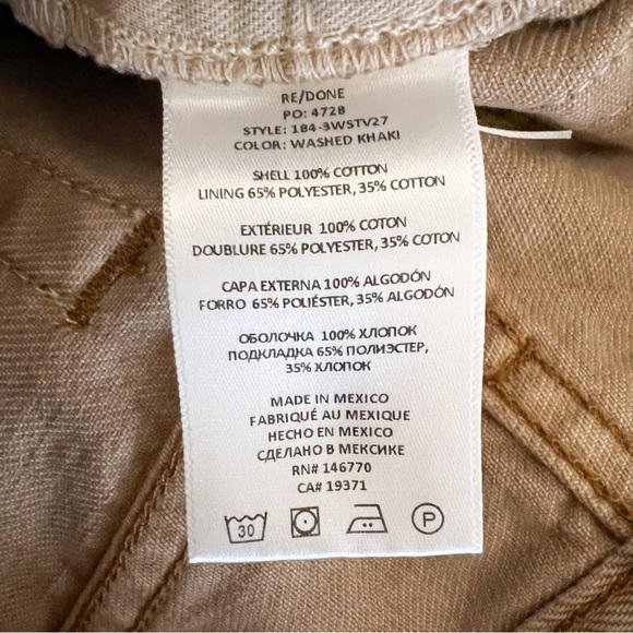 RE/DONE 70’s Ultra High Rise Stove Pipe Jeans Washed Khaki Size 25 - Picture 13 of 14